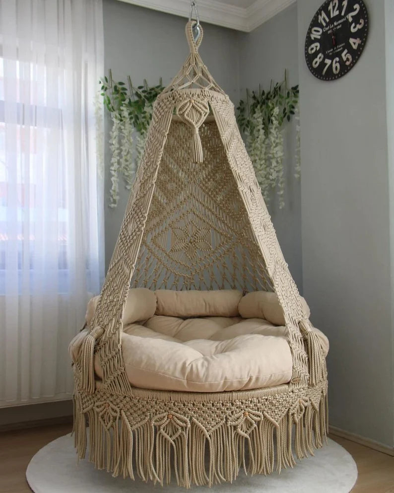 Macrame Chair Swing For Adults 40 inches - Leechoo